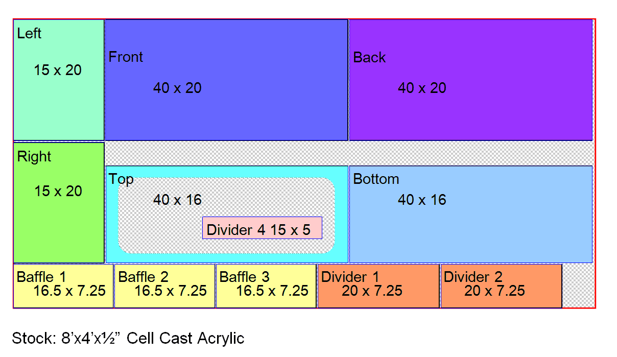 Acrylic Sheet Cutlist Optimized Layout